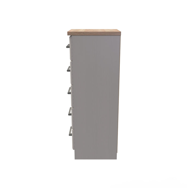 Kingston Ready Assembled 5 Drawer Tallboy in Kashmir Ash & Modern Oak