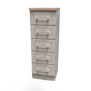 Kingston Ready Assembled 5 Drawer Tallboy in Kashmir Ash & Modern Oak