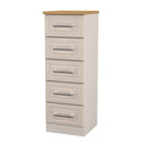 Kingston Ready Assembled 5 Drawer Tallboy in Kashmir Ash & Modern Oak