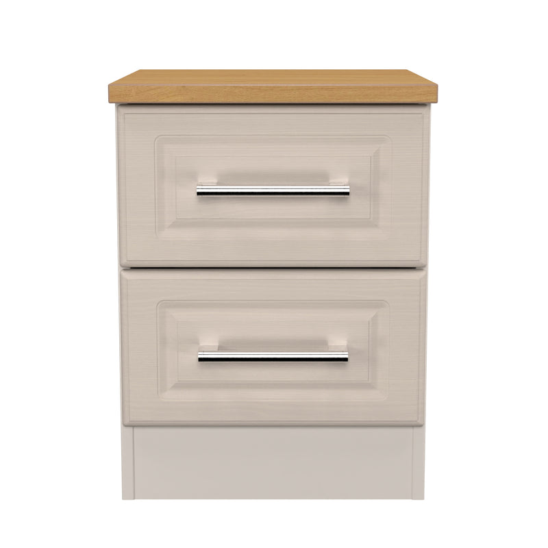 Kingston Ready Assembled 2 Drawer Bedside Cabinet in Kashmir Ash & Modern Oak