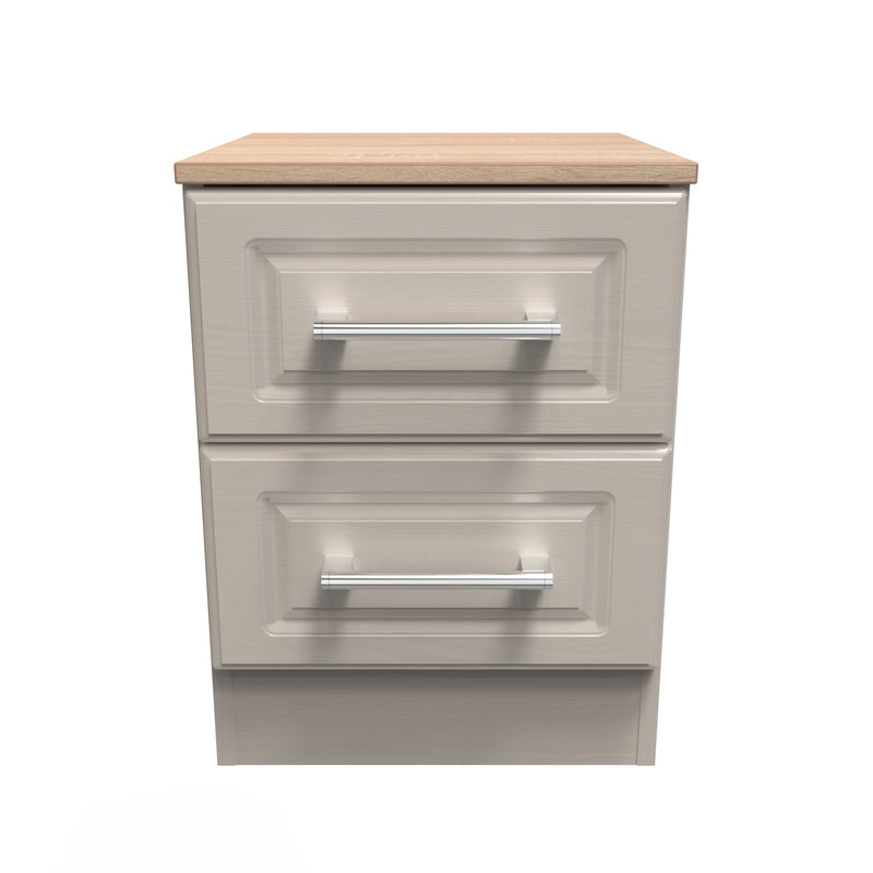 Kingston Ready Assembled 2 Drawer Bedside Cabinet in Kashmir Ash & Modern Oak