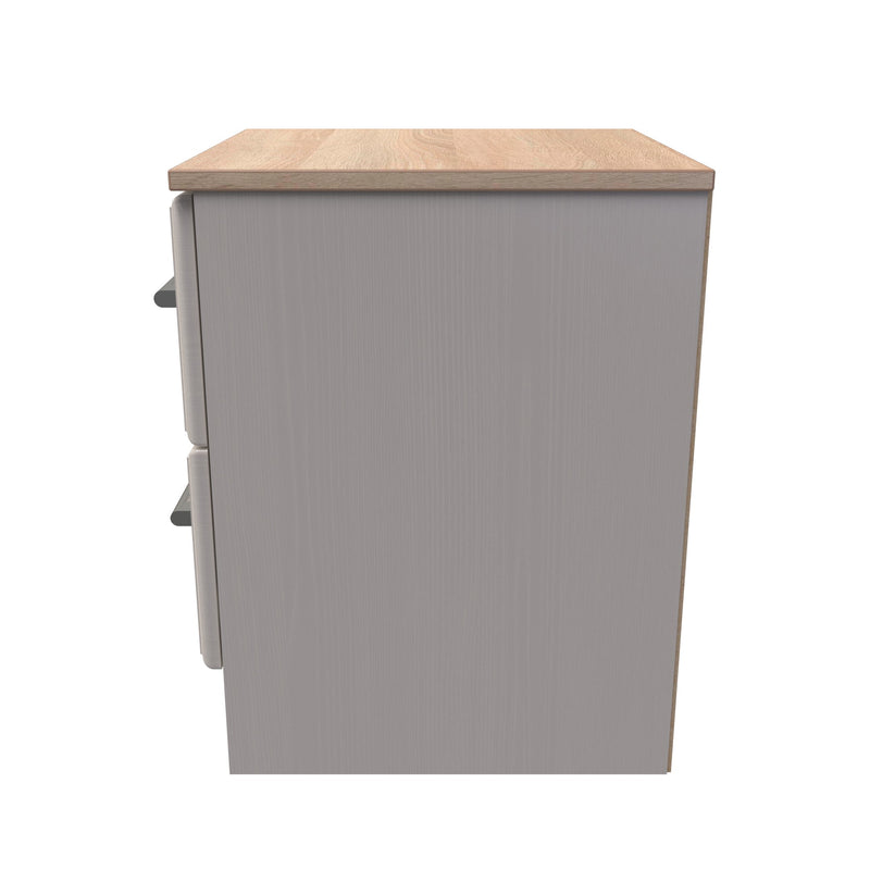 Kingston Ready Assembled 2 Drawer Bedside Cabinet in Kashmir Ash & Modern Oak