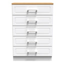 Kingston Ready Assembled Chest of Drawers with 5 Drawers  - White Ash & Bardolino Oak
