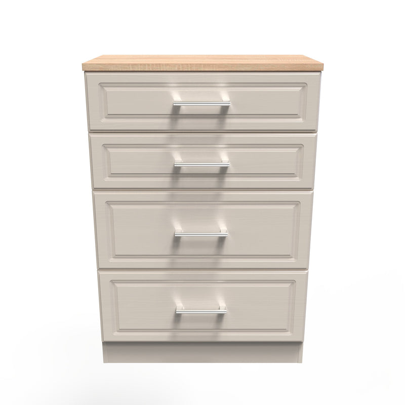 Kingston Ready Assembled 4 Drawer Deep Chest in Kashmir Ash & Modern Oak