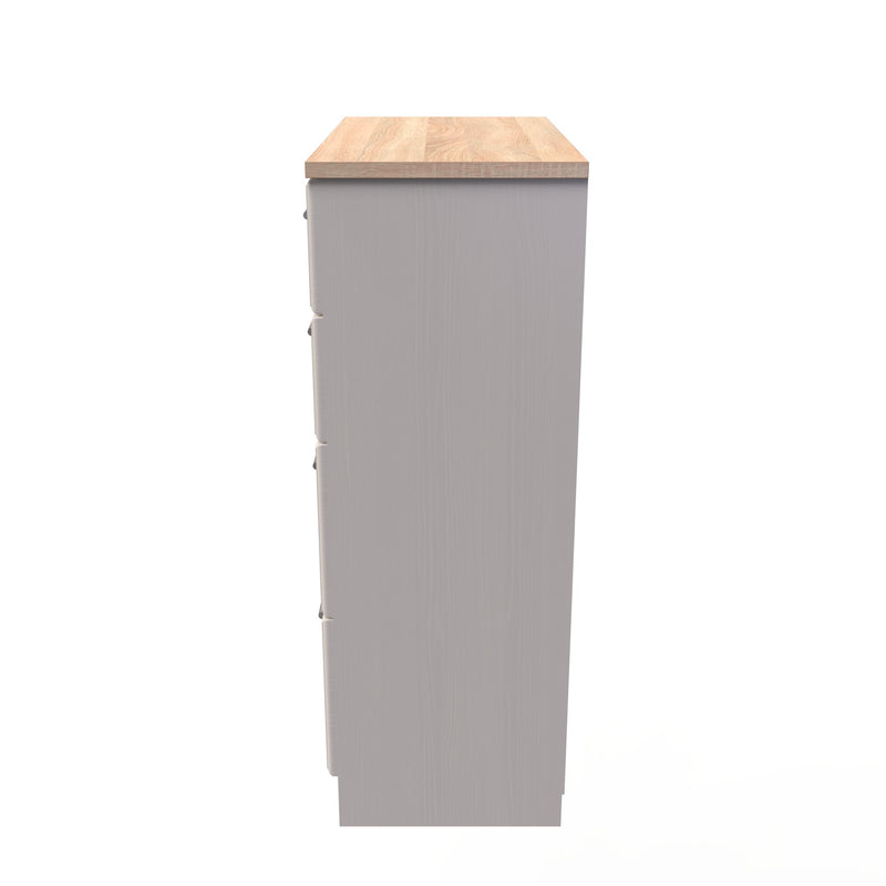 Kingston Ready Assembled 4 Drawer Deep Chest in Kashmir Ash & Modern Oak