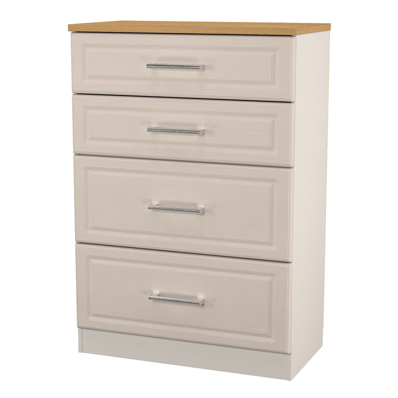 Kingston Ready Assembled 4 Drawer Deep Chest in Kashmir Ash & Modern Oak