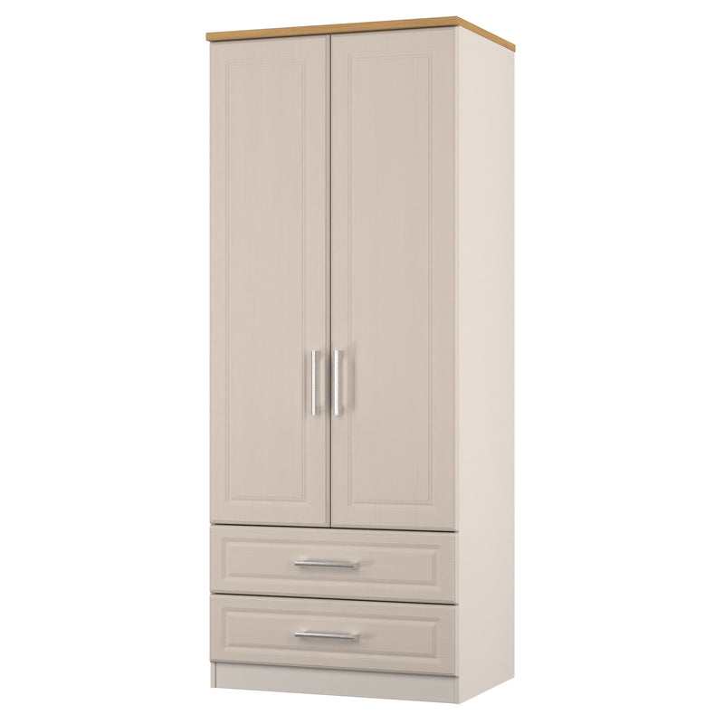 Kingston Ready Assembled 2 Door 2 Drawer Wardrobe in Kashmir Ash & Modern Oak