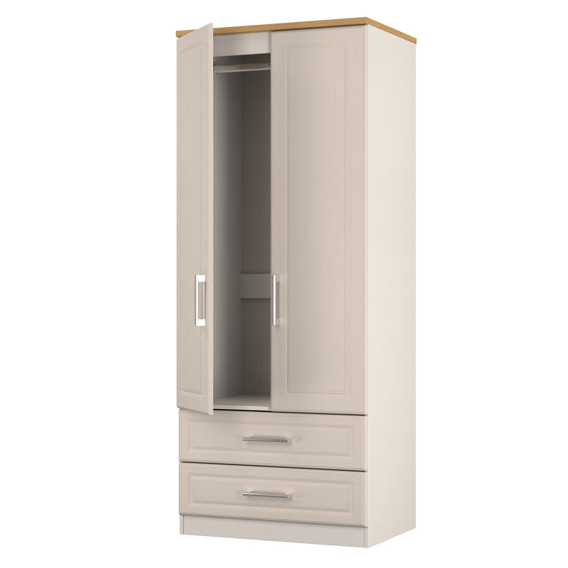 Kingston Ready Assembled 2 Door 2 Drawer Wardrobe in Kashmir Ash & Modern Oak