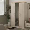 Kingston Ready Assembled Triple Mirror Wardrobe in Kashmir Ash & Modern Oak