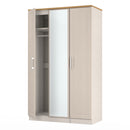 Kingston Ready Assembled Triple Mirror Wardrobe in Kashmir Ash & Modern Oak