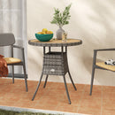 Outsunny Outdoor PE Rattan Dining Table w/ Wood-plastic Composite Top, Natural