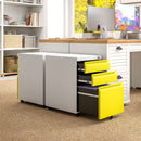 Vinsetto 3 Drawer File Cabinet, Lockable Metal Filling Cabinet - Yellow/Grey/Green