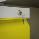 Vinsetto 3 Drawer File Cabinet, Lockable Metal Filling Cabinet - Yellow/Grey/Green