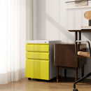 Vinsetto 3 Drawer File Cabinet, Lockable Metal Filling Cabinet - Yellow/Grey/Green