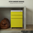 Vinsetto 3 Drawer File Cabinet, Lockable Metal Filling Cabinet - Yellow/Grey/Green