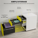 Vinsetto 3 Drawer File Cabinet, Lockable Metal Filling Cabinet - Yellow/Grey/Green