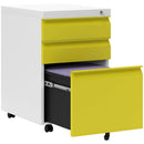Vinsetto 3 Drawer File Cabinet, Lockable Metal Filling Cabinet - Yellow/Grey/Green
