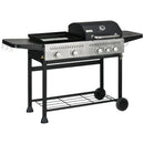 Outsunny Gas Grill and Plancha with 15 kW 4+1 Burners for Garden Party Festival
