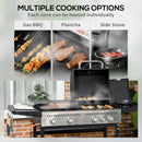 Outsunny Gas Grill and Plancha with 15 kW 4+1 Burners for Garden Party Festival