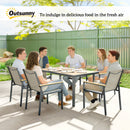 Outsunny 7 Piece Garden Dining Set, Outdoor Table and 6 Chairs, Khaki