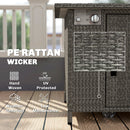 Outsunny Rattan Gas Fire Pit Table with Rain Cover, Wind Guard, 14.5 KW