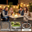 Outsunny Rattan Gas Fire Pit Table with Rain Cover, Wind Guard, 14.5 KW