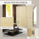 HOMCOM Freestanding Room Divider 4 Panel Folding Natural, 180 X 180cm