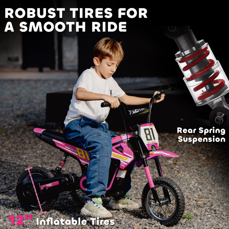 AIYAPLAY 24V Battery Powered Ride On Motorcycle with Rear Suspension