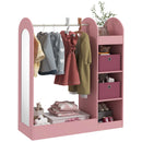 AIYAPLAY Kids Cloth Rail With Storage Shelf, Boxes, Mirror For Bedroom