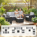 Outsunny Rattan Garden Furniture Set with Wide Armrests, Cushions, Dark Grey