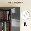 HOMCOM Set of 2 CD Storage Units with Adjustable Shelves, High Gloss Black