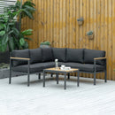 Outsunny Corner Sofa Set L Shape with Table - Dark Grey