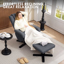 HOMCOM Rocker Swivel Recliner Chair With Footstool, Upholstered