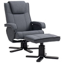 HOMCOM Rocker Swivel Recliner Chair With Footstool, Upholstered