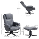 HOMCOM Rocker Swivel Recliner Chair With Footstool, Upholstered