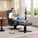 HOMCOM Rocker Swivel Recliner Chair With Footstool, Upholstered