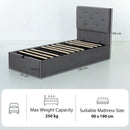 HOMCOM Bed Frame Gas Side Lift Under Bed Storage