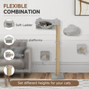 PawHut 4 Piece Cat Shelves w/ Scratching Post, Steps, Jumping Platform