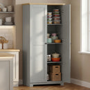 HOMCOM 172cm Wooden Storage Cabinet Cupboard With 4 Shelves Grey