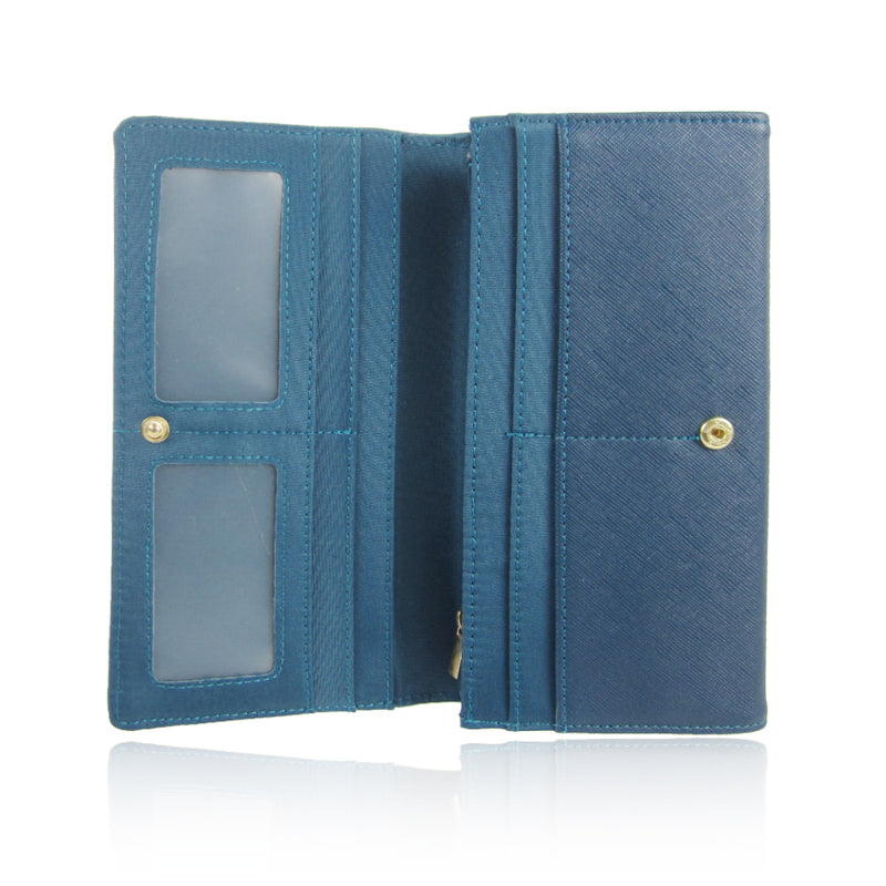 Bow Trim Long Purse - Blue