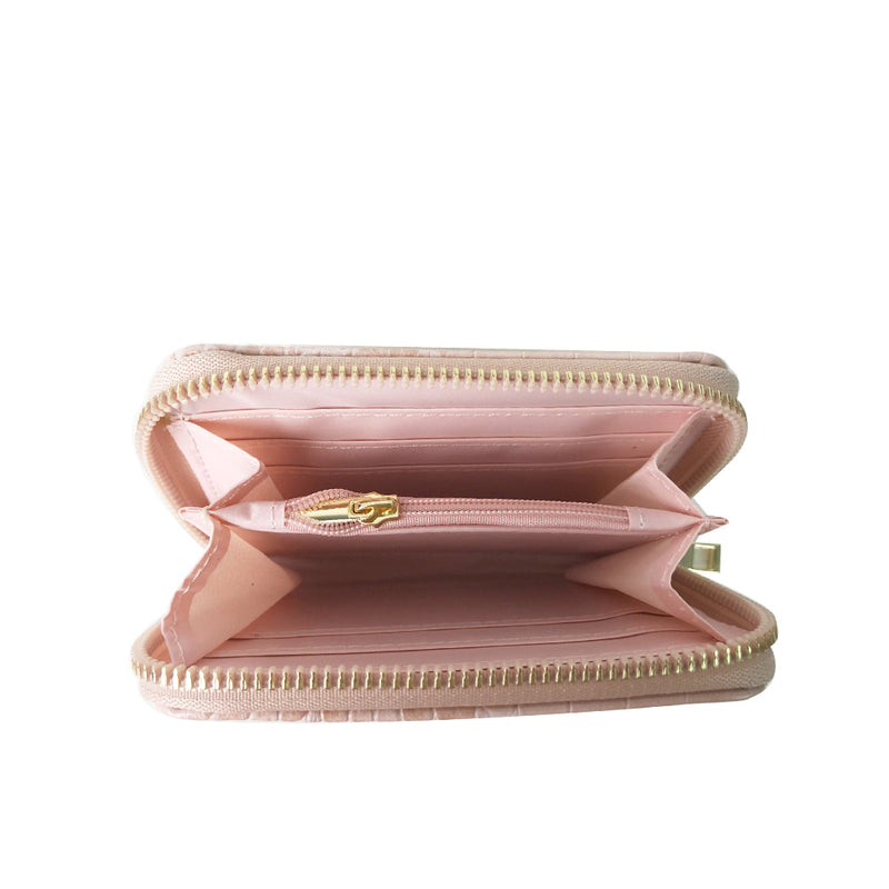 Snake Print Short Purse - Pink