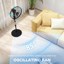 HOMCOM 16" Oscillation Cooling Fan With Remote Adjustable Height Black