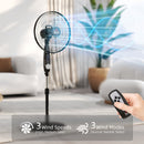 HOMCOM 16" Oscillation Cooling Fan With Remote Adjustable Height Black