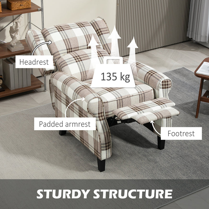 HOMCOM Recliner Chair for Living Room Wingback Chair with Padded Armrest