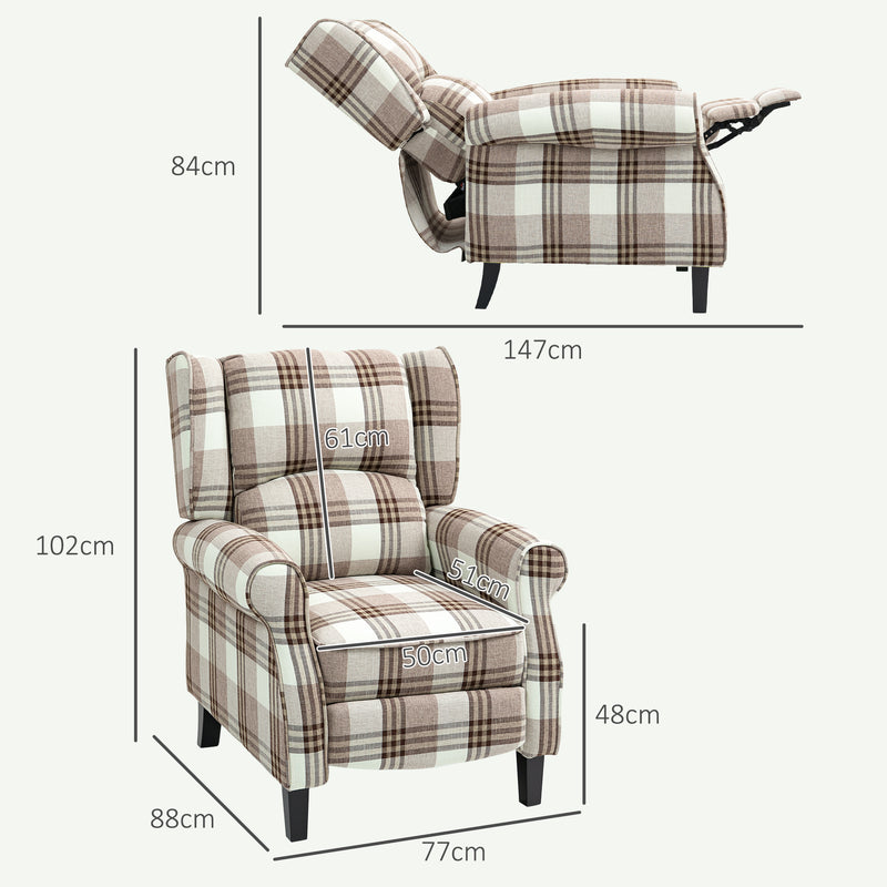 HOMCOM Recliner Chair for Living Room Wingback Chair with Padded Armrest