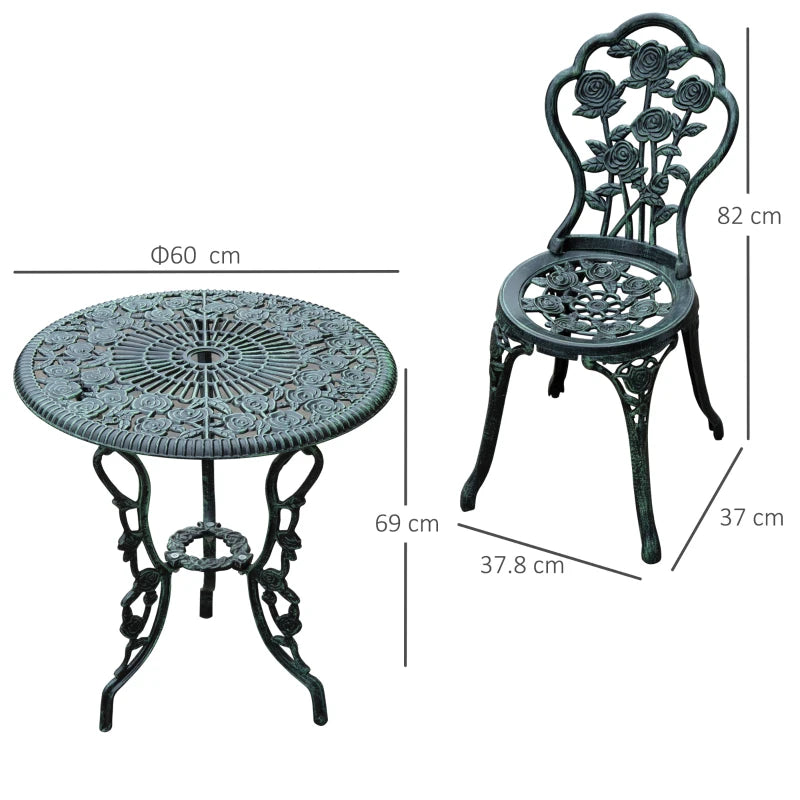 Outsunny Bistro Set Cast Aluminium - Green