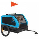 PawHut Dog Bike Trailer w/ Flip-Down Ramp Tailgate, Reflectors, Blue