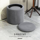 HOMCOM Fabric Storage Ottoman With Removable Lid, Set Of 2, Light Grey