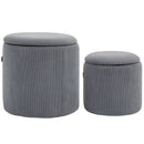 HOMCOM Fabric Storage Ottoman With Removable Lid, Set Of 2, Light Grey