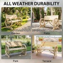 Outsunny Wooden Garden Bench Outdoor Loveseat with High Back, Natural Wood